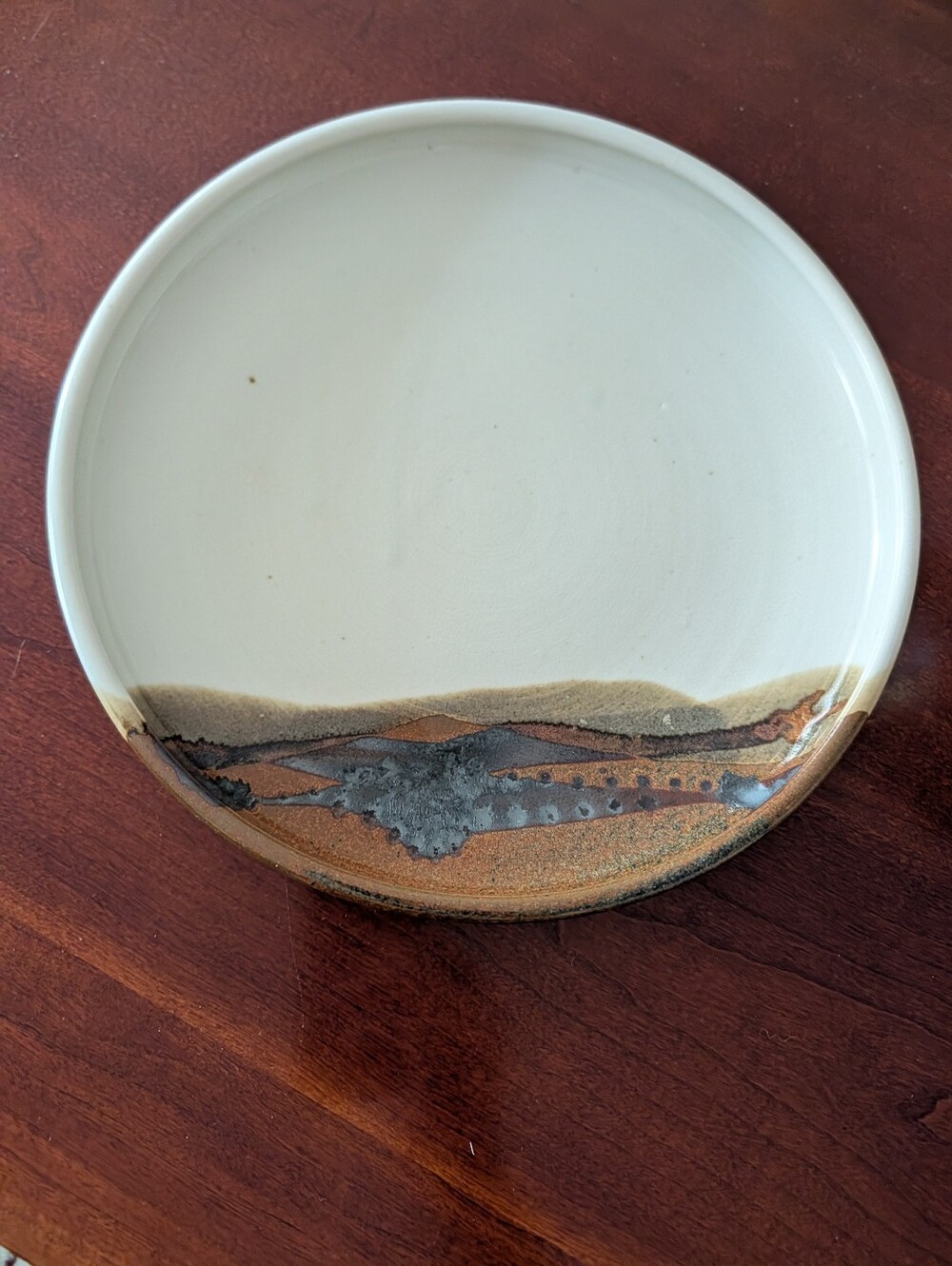 Studio Pottery Signed Neutral Southwestern Design Plate